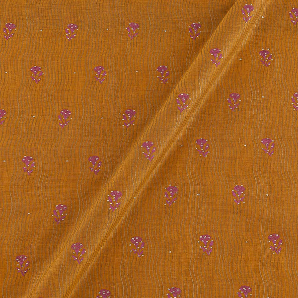 Buy Chanderi Inspired Mustard Colour Gold Floral Print Polyester Fancy Fabric 2277 Online