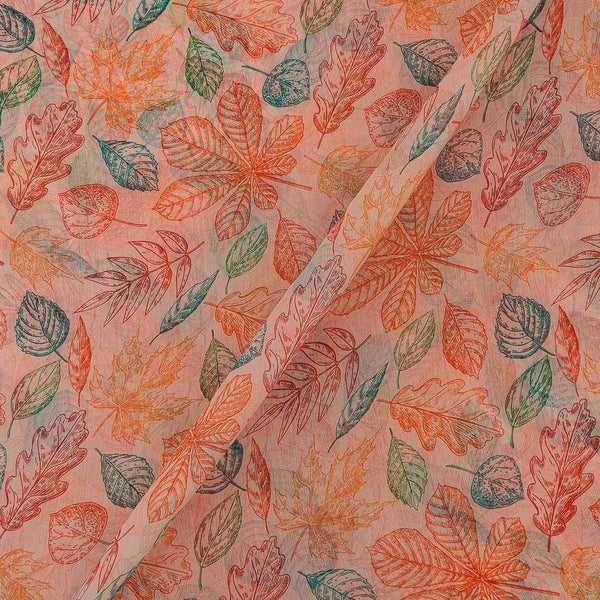 Silver Chiffon Peach Orange Colour Digital Leaves Print Poly 46 Inches Width Fabric freeshipping - SourceItRight