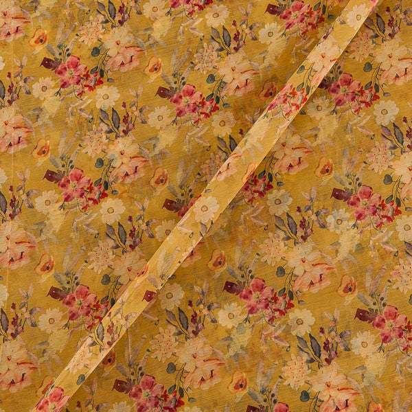 Buy Silver Chiffon Mustard Colour Digital Floral Print Poly Fabric 2290AP Online