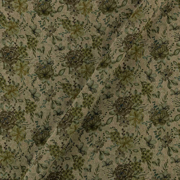 Silver Chiffon Mehendi Green Colour Digital Floral Print Poly Fabric Online 2290DI