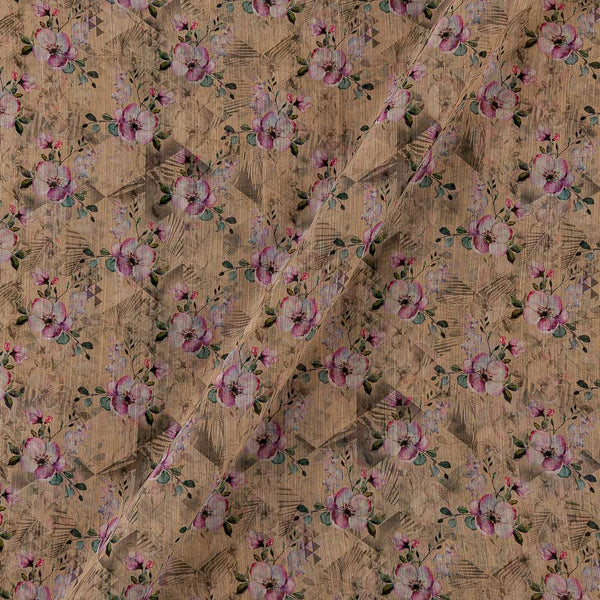 Silver Chiffon Beige Colour Digital Floral Print Poly Fabric Online 2290DO
