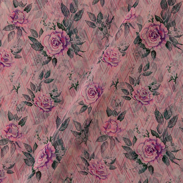 Silver Chiffon Dusty Pink Colour Digital Floral Print Poly Fabric Online 2290DR