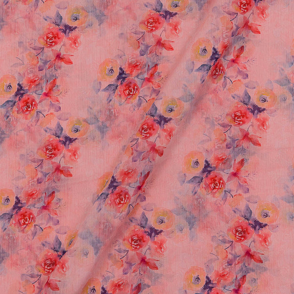 Silver Chiffon Peach Colour Digital Floral Print Poly Fabric freeshipping - SourceItRight