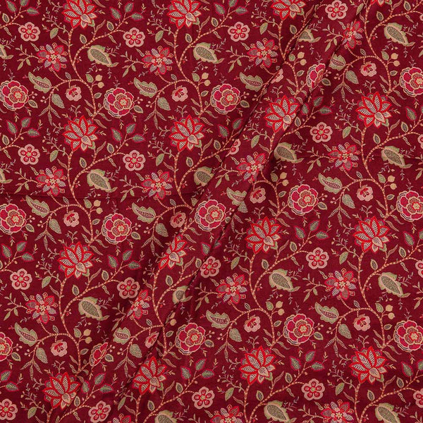 Buy Premium Digital Twill Dobby Maroon Colour Floral Jaal Print Poly Fabric Online 2298AI