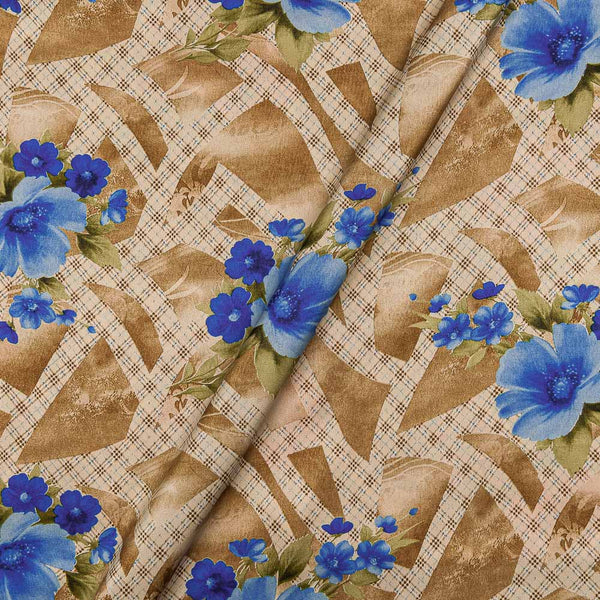 Poly Satin Beige Colour Floral With Geometric Print 43 Inches Width Fabric freeshipping - SourceItRight