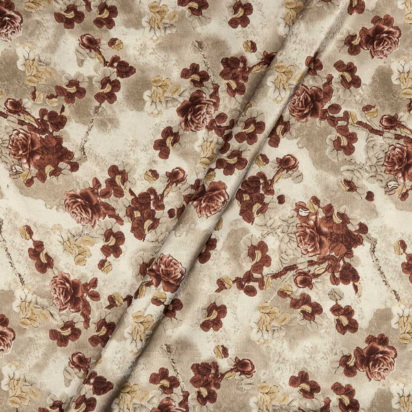 Poly Satin White Colour Floral Print 43 Inches Width Fabric freeshipping - SourceItRight