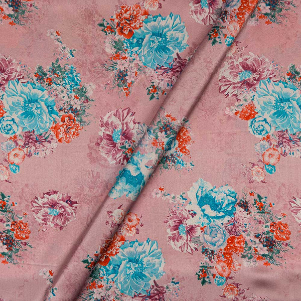 Poly Satin Dusty Pink Colour Floral Butta Print 43 Inches Width Fabric freeshipping - SourceItRight