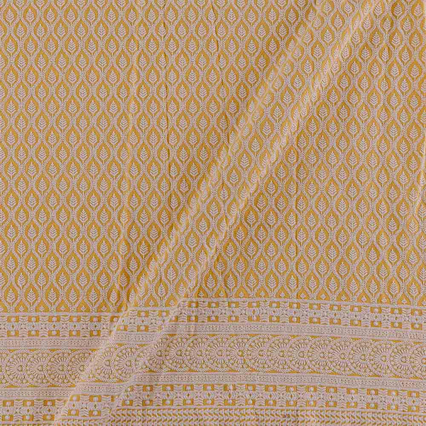 Rayon Lemon Yellow Colour Thread Embroidered With Daman Border 46 Inches Width Fabric freeshipping - SourceItRight