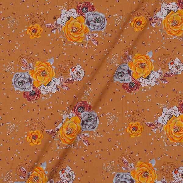 60's Soft (Silklized) Cotton Apricot Orange Colour Floral Print 43 Inches Width Fabric freeshipping - SourceItRight