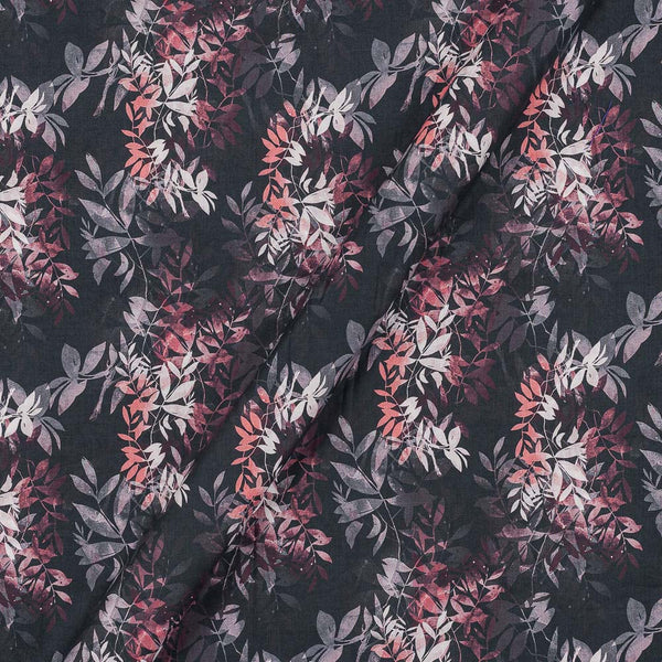 60's Soft (Silklized) Cotton Carbon Black Colour Leaves Print 43 Inches Width Fabric freeshipping - SourceItRight