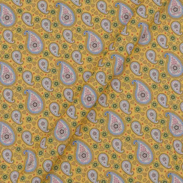60's Soft (Silklized) Cotton Lime Yellow Colour Paisley Print 43 Inches Width Fabric freeshipping - SourceItRight