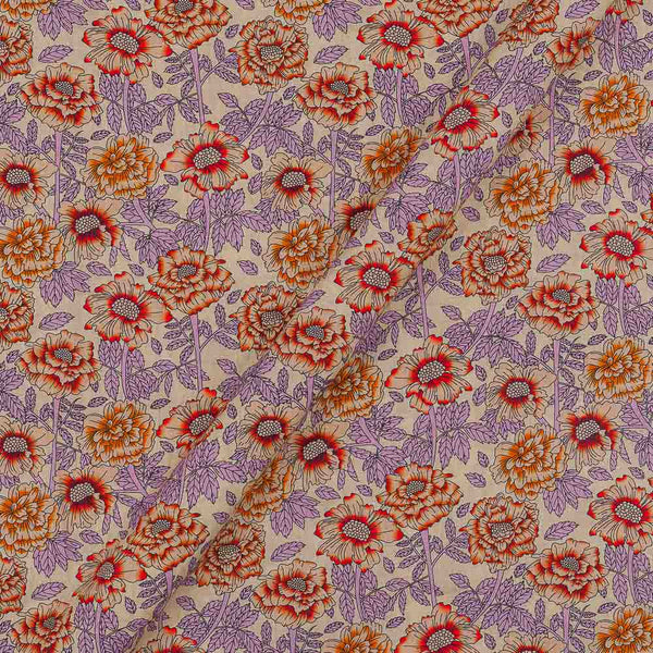 60's Soft (Silklized) Cotton Beige Colour Floral Jaal Print 43 Inches Width Fabric freeshipping - SourceItRight