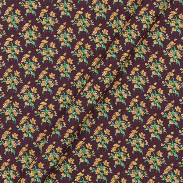 60's Soft (Silklized) Cotton Plum Colour Floral Print 43 Inches Width Fabric freeshipping - SourceItRight