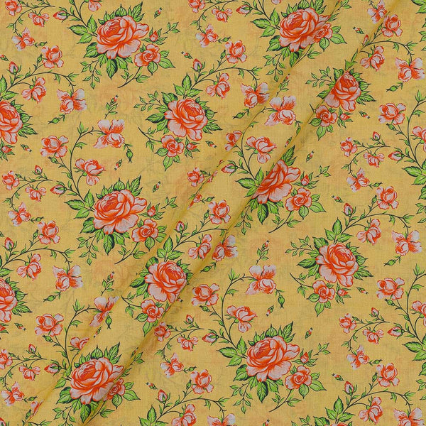 60's Soft (Silklized) Cotton Lime Yellow Colour Floral Print 43 Inches Width Fabric freeshipping - SourceItRight