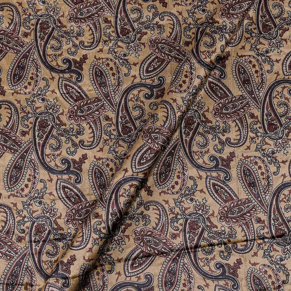 Velvet Cream Beige Colour Paisley Print 47 Inches Width Fabric freeshipping - SourceItRight