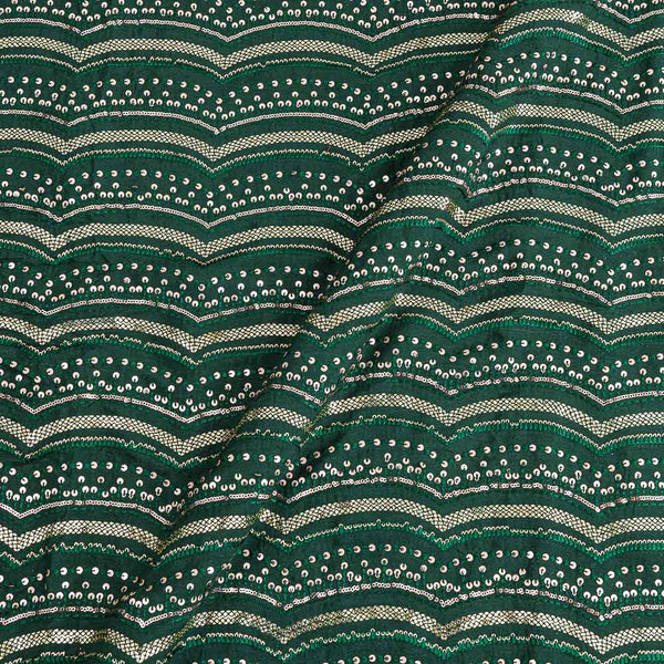 Chinnon Chiffon Bottle Green Colour Tikki & Sequence Embroidered 45 Inches Width Fabric freeshipping - SourceItRight