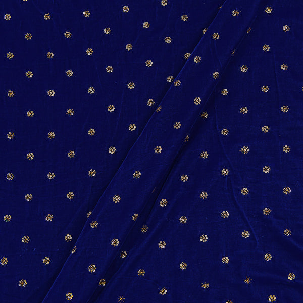 Buy Velvet Royal Blue Colour Tikki Embroidered Fabric Online 3029S