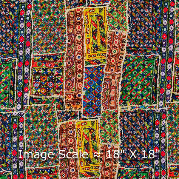 Buy Multi Color Dupion Hand Embroidered Bead Work V Ikat Raw Silk