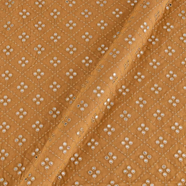 Buy Georgette Beige Yellow Colour Artificial Mirror Embroidered Fabric 3042M Online