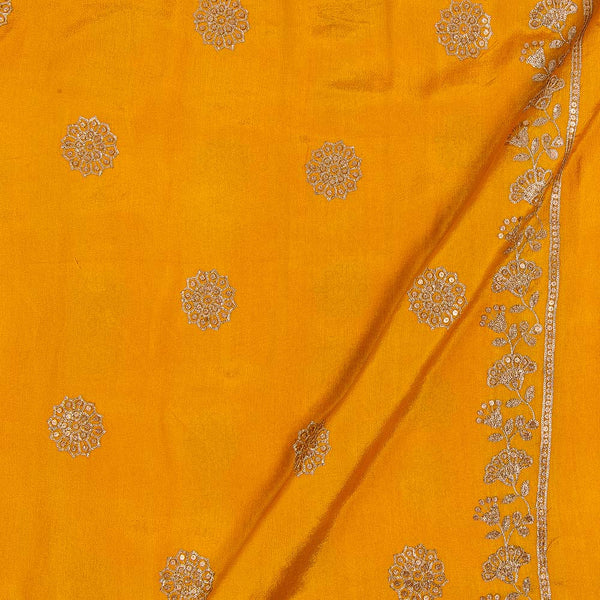 Buy Chinnon Golden Orange Colour Gold Sequense Embroidered With Two Side Border Fabric Online 3045A