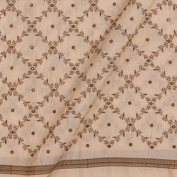 Buy Dolla Silk Feel Beige Colour Thread Embroidered Fabric Online 3048C