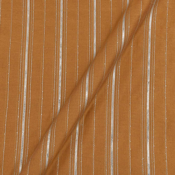 Gota Patti & Thread Embroidered Beige Brown Colour Chanderi Feel Fancy Fabric Online 3118M