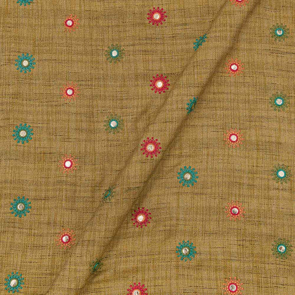 Artificial Matka Silk Khaki Green Colour 45 Inches Width Thread Embroidered Fabric freeshipping - SourceItRight