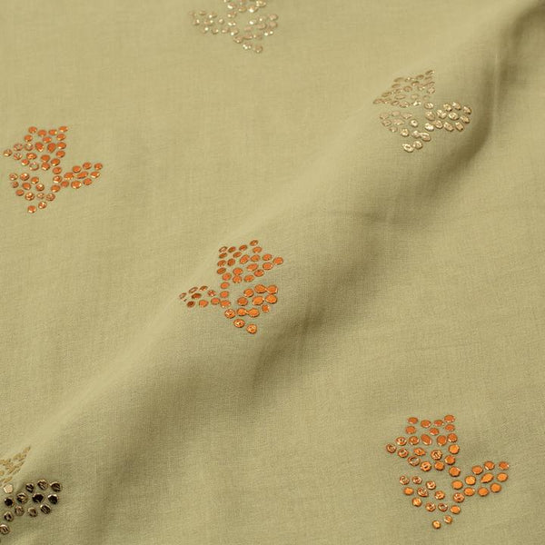 Chanderi Cotton Blend Dew Drops Pale Yellow Colour  Fabric cut of 0.70 Meter freeshipping - SourceItRight