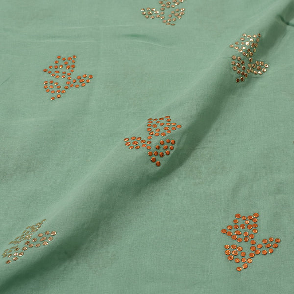 Chanderi Cotton Blend Dew Drops Cambridge Blue Colour Fabric freeshipping - SourceItRight
