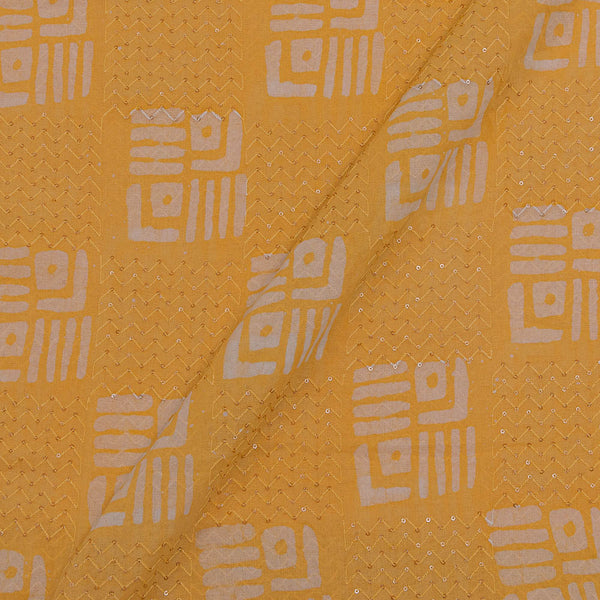 Cotton Mul Type Minion Yellow Colour Batik Thread and Sequence Embroidered 36 Inches Width Fabric freeshipping - SourceItRight