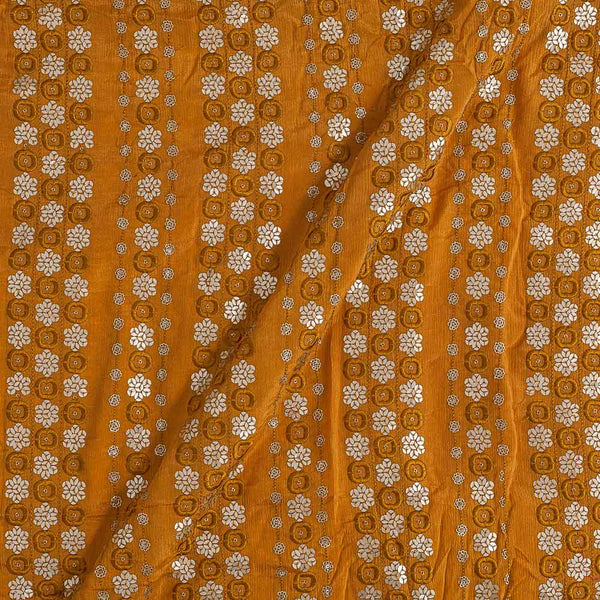 Chinnon Chiffon Apricot Orange Colour Thread & Tikki Embroidered Fabric freeshipping - SourceItRight