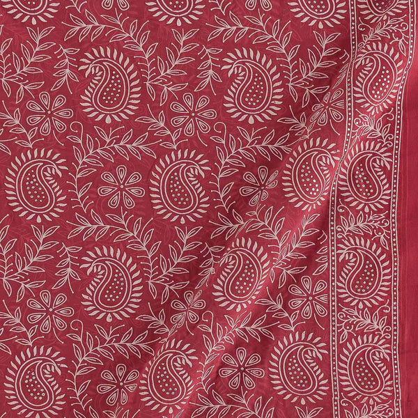 Buy Georgette Carrot Pink Colour Paisley Jaal Rubber Print Poly Fabric 3307AC Online