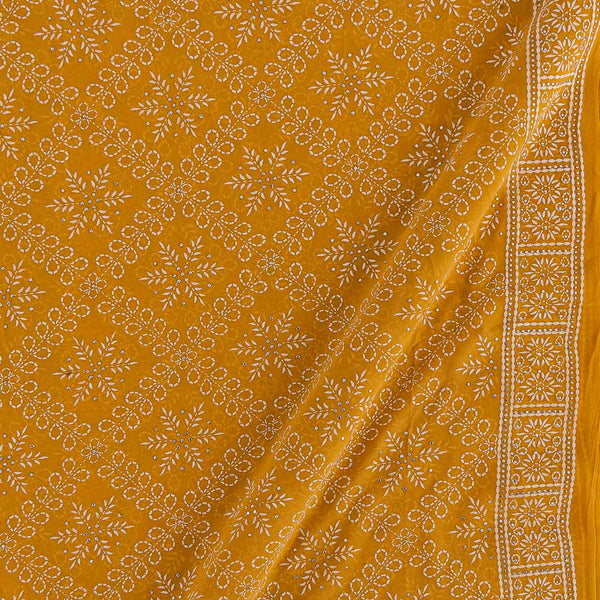 Buy Georgette Mustard Yellow Colour Geometric Rubber Print Poly Fabric 3307AN Online