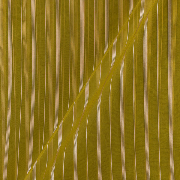 Organza Olive Green Colour Jari Lining Dyed Fabric 4126AY