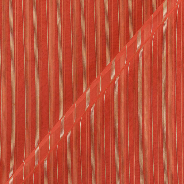 Organza Peach Orange Colour Jari Lining Dyed Fabric 4126BA