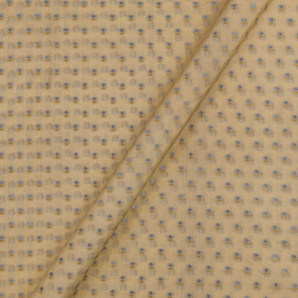 Banarasi Katan Silk Feel Cream Yellow Colour Gold & Silver Zari Butta 43 Inches Width Fabric freeshipping - SourceItRight
