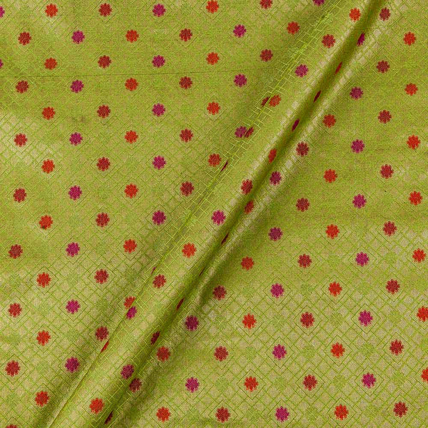Banarasi Art Silk Parrot Green Colour Jacquard Butti Fabric Online 6080I