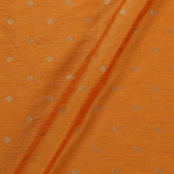 Artificial Raw Silk Golden Orange Two Tone Floral Butti Jacquard Fabric freeshipping - SourceItRight