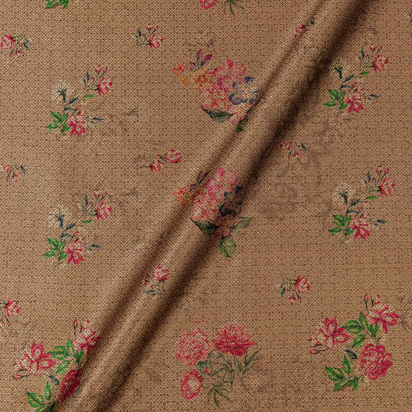 Banarasi Silk Feel Gold Colour  43 Inches Width Digital Floral Print Brocade Fabric freeshipping - SourceItRight