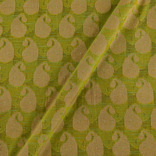 Chanderi Feel Acid Green Colour Paisley Pattern Fancy Jacquard 43 Inches Width Fabric