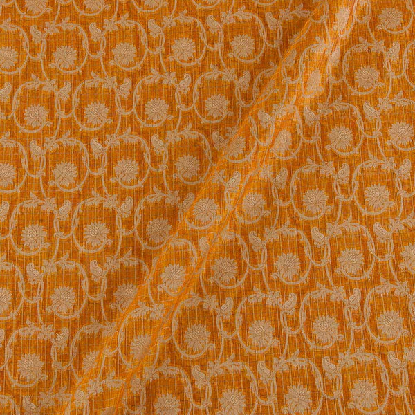 Chanderi Feel Mustard Colour Jari Checks Pattern Fancy Jacquard Fabric 7001GH