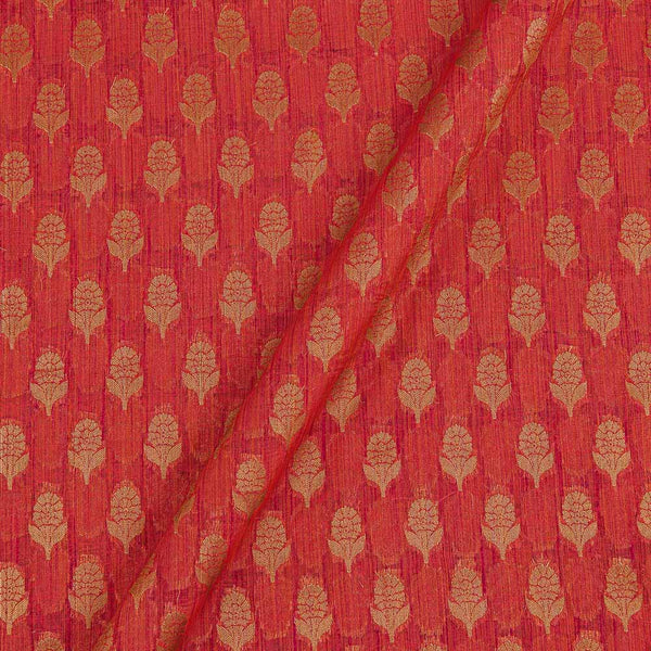 Buy Chanderi Feel Carrot Colour Floral Pattern Fancy Jacquard Fabric 7001HN Online