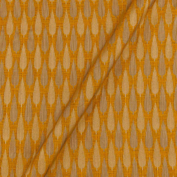 Chanderi Feel Mustard Yellow Colour Leaves Pattern Fancy Jacquard Fabric 7001KJ