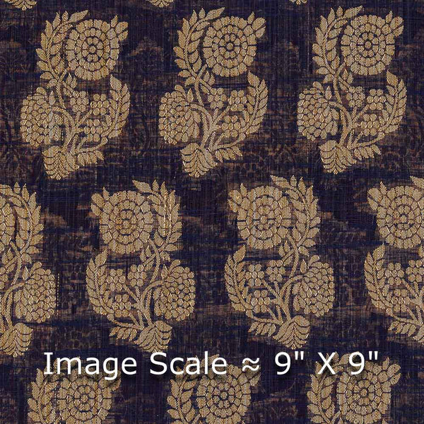 Buy Pale Black Pure Chanderi Flower Vines Jacquard Fabric Online