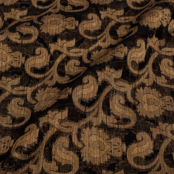 Chanderi Feel Black Color Floral Jaal Print Fancy Jacquard Fabric freeshipping - SourceItRight