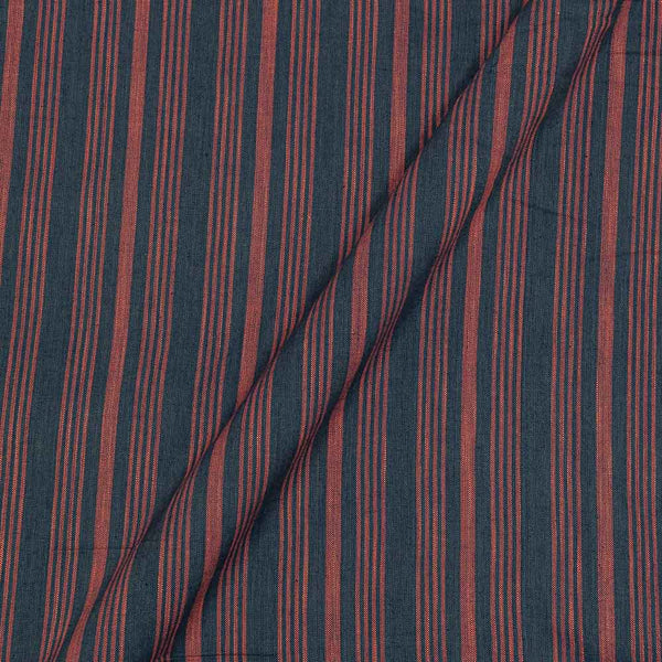 Slub Cotton Navy Blue Colour Peach Pink Stripes 43 Inches Width Handloom Fabric freeshipping - SourceItRight