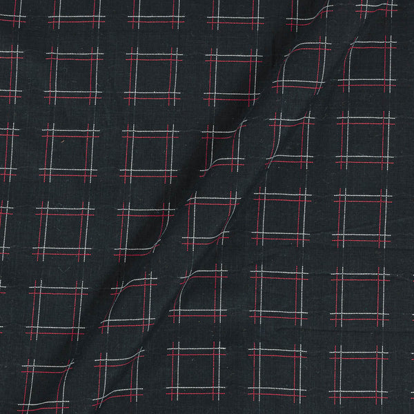 Cotton Black Colour 42 Inches Width Zari Checks Jacquard Fabric freeshipping - SourceItRight