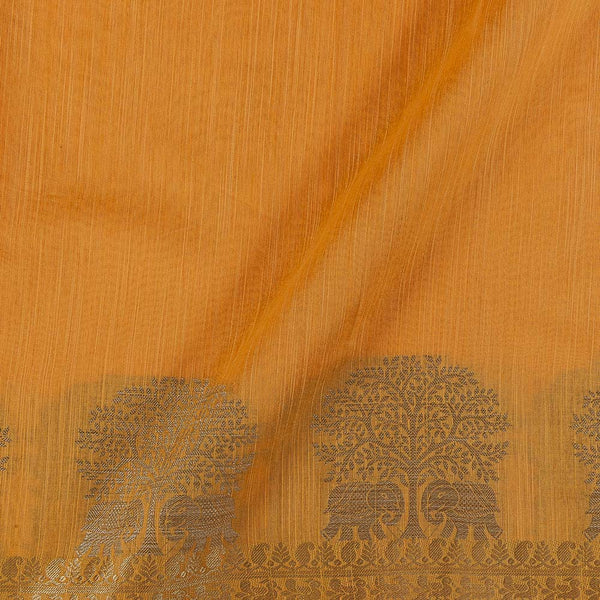 Chanderi Feel Golden Orange Colour Two Side Border Pattern Jacquard Fabric freeshipping - SourceItRight