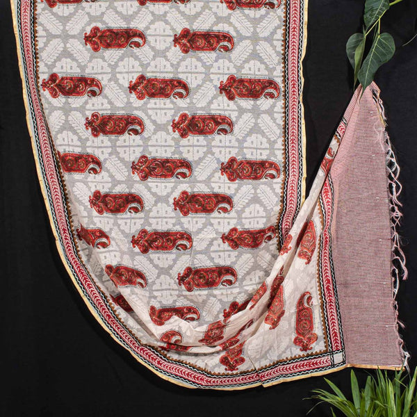 Off White Colour Brasso Effect Chanderi Feel Dupatta freeshipping - SourceItRight