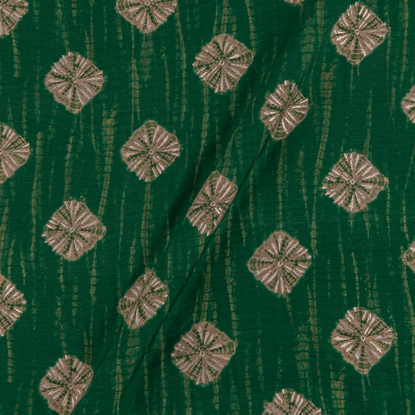 Buy Satin Silk Feel Dark Green Colour Gold Butta Print Shibori Pattern Fabric Online 9007AB
